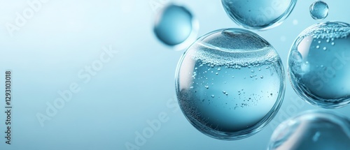 A blue background with a series of bubbles in the foreground