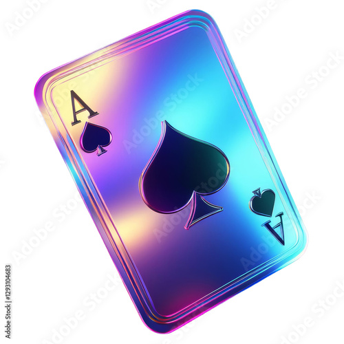 The ace of spades glows in a vibrant neon light