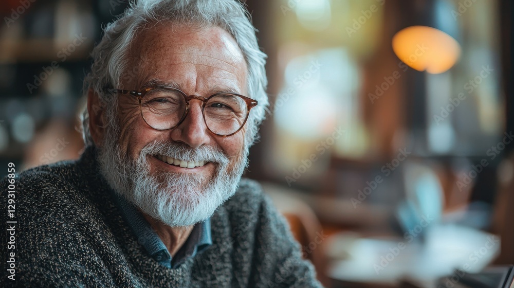 Thoughtful man with a beard and glasses posing for a portrait in a casual setting reflecting intellectual vibes Thoughtful man with a beard and glasses posing for a portrait in a casual setting reflecting intellectual vibes