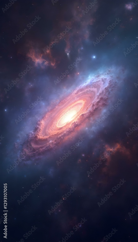 Naklejka premium blue and pink nebula galaxy, universe background