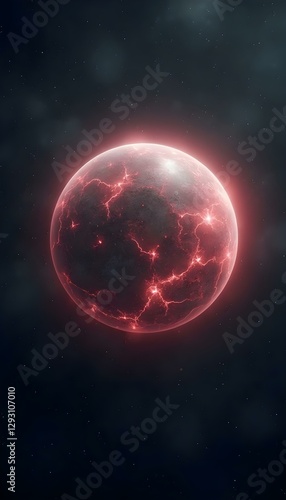 fantasy planet in space with stars, full moon in the night, nebula galaxy
