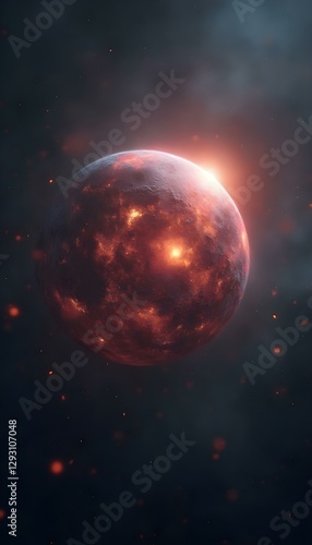 fantasy planet in space with stars, full moon in the night