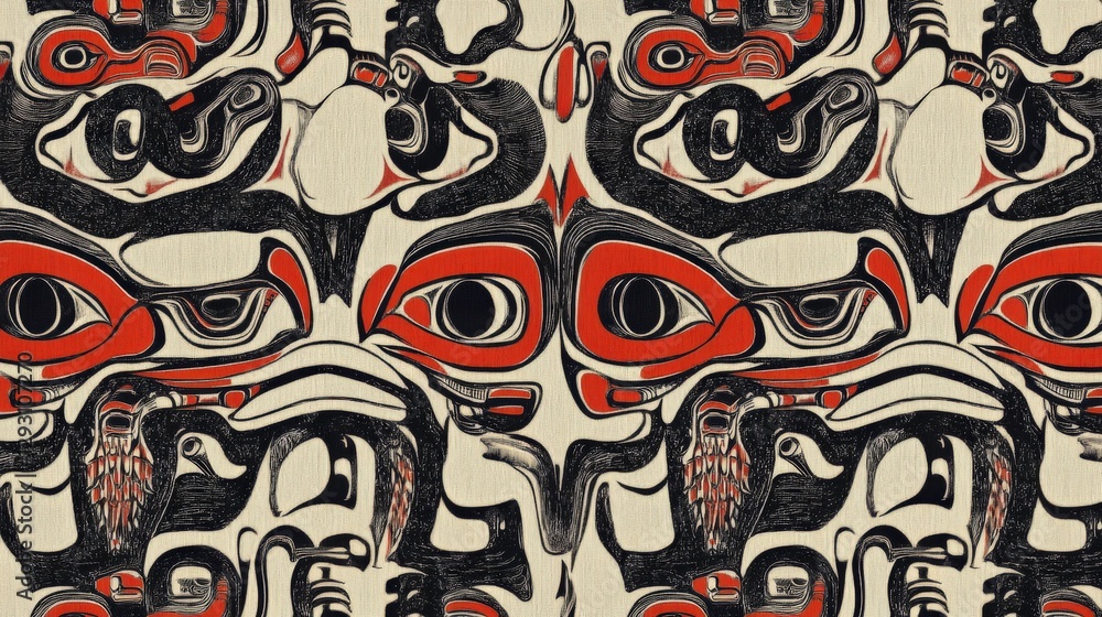 Indigenous Totem Poles in Raw Artistic Style Indigenous Totem Poles in Raw Artistic Style