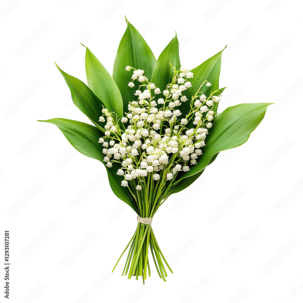 Fototapeta premium Lily of the Valley Bouquet on transparent background.