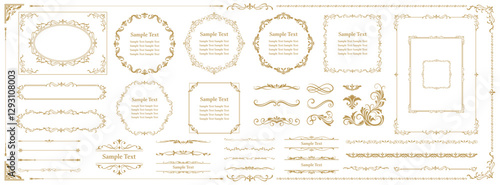 Collection of luxury frames, borders and corners with ornate swirls. collection for invitation, menu..eps