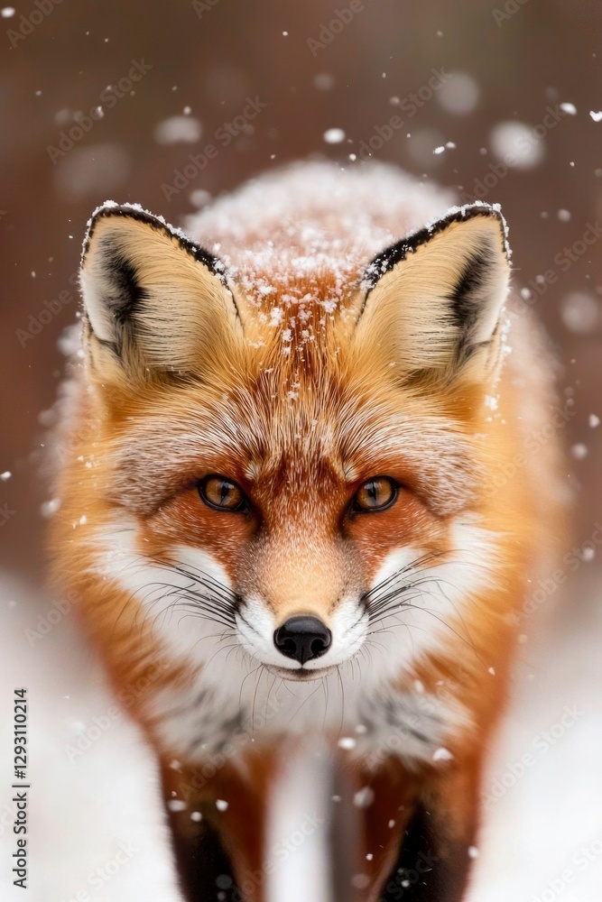 Obraz premium Red Fox Gazing in Snowy Winter Forest
