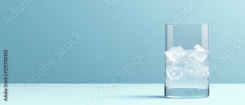 A glass of water with ice cubes in it