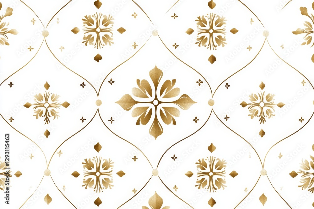 Elegant gold and white floral pattern with intricate designs on fabric or wallpaper for a luxurious touch Elegant gold and white floral pattern with intricate designs on fabric or wallpaper for a luxurious touch