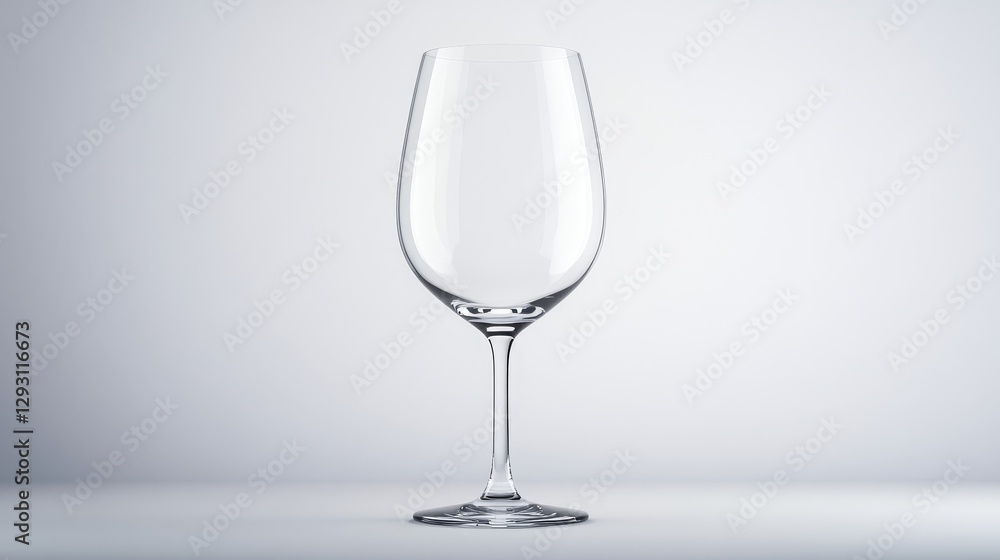 Empty Glass Wine Goblet Against Soft Light Background Empty Glass Wine Goblet Against Soft Light Background