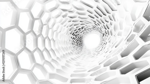 Stunning Abstract Architectural Design with Intricate Honeycomb Structure.  Modern Geometric Tunnel Perspective.  Innovative Building Concept.