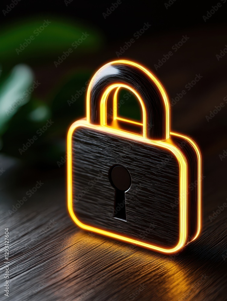 Fototapeta premium A glowing lock symbolizing security in the digital age, ideal for tech-themed projects.