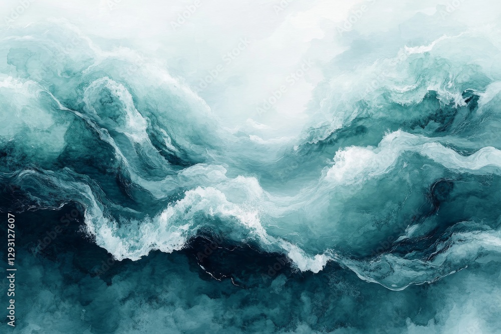 Swirling ocean waves capture the energy of the sea in a vibrant, turbulent display of color and movement Swirling ocean waves capture the energy of the sea in a vibrant, turbulent display of color and movement