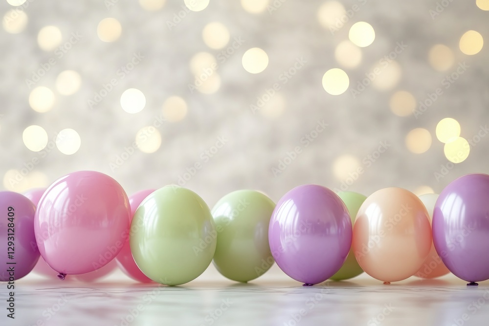 Colorful balloons arranged in a row create a festive atmosphere for a celebration Colorful balloons arranged in a row create a festive atmosphere for a celebration