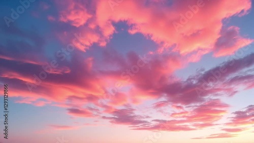 Abstract aerial nature summer ocean sunset sea and sky background. Natural sky with puffy Cumulus clouds composition. Sky replacement for composites. Holiday, vacation and recreational concept