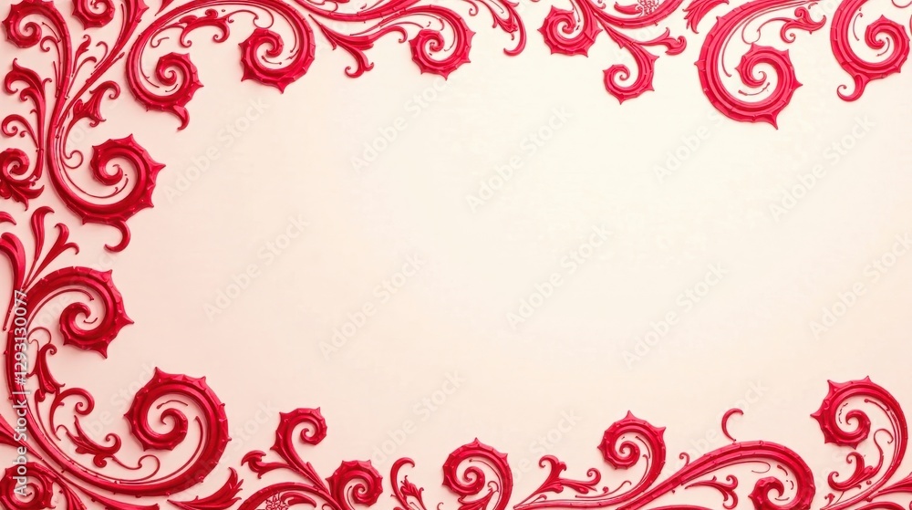 Crimson Floral Frame Design Elegant Swirls and Decorative Elements for Invitation or Announcement Crimson Floral Frame Design Elegant Swirls and Decorative Elements for Invitation or Announcement