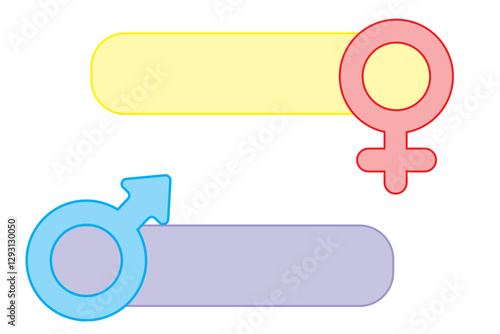 Gender Identification: Illustrative representation of gender symbols paired with textual spaces, designed for straightforward identification and communication of sex-related information.