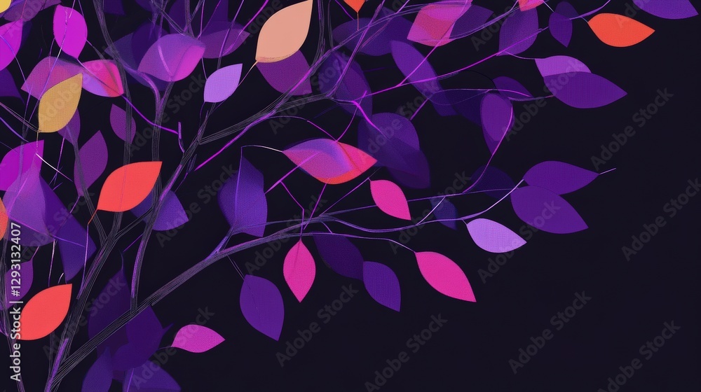 Fototapeta premium Enchanted Forest Leaves: A Colorful Abstract Leaf Art Design