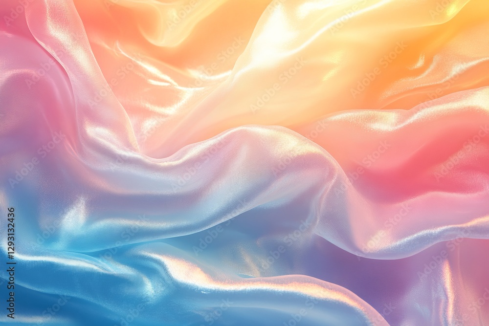 Brightly colored silky fabric draping softly in pastel shades, creating a smooth and elegant texture in natural light Brightly colored silky fabric draping softly in pastel shades, creating a smooth and elegant texture in natural light