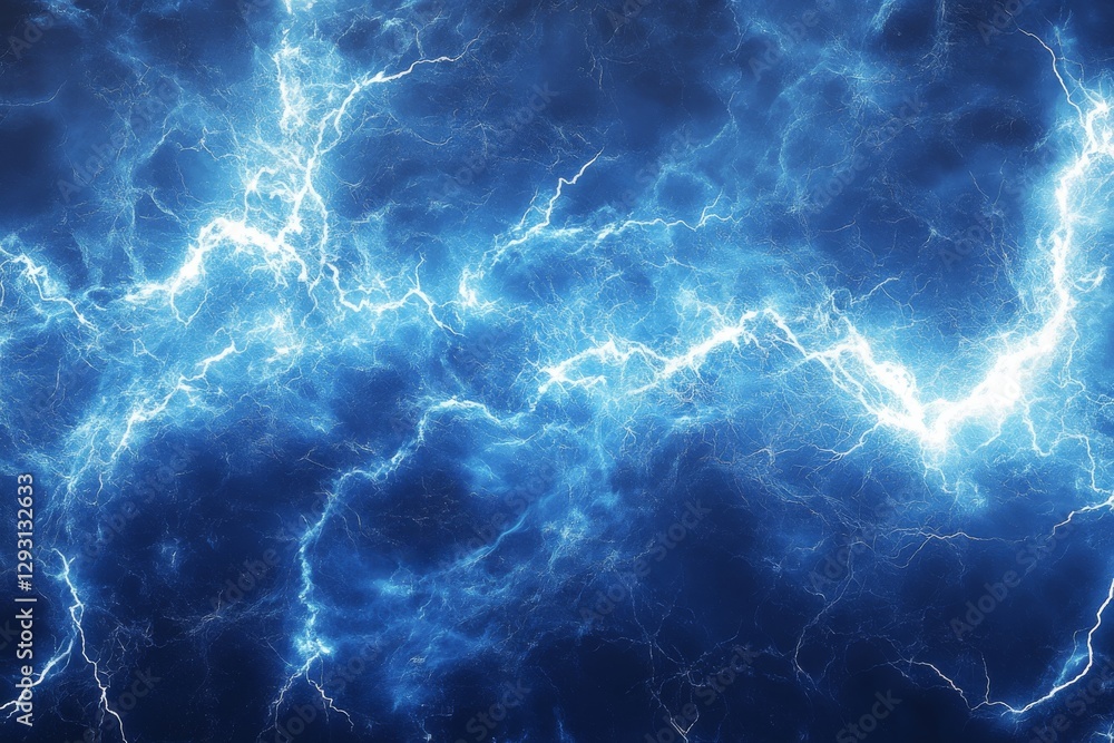 Electric blue lightning bolts illuminate a dark sky during a thunderstorm at night Electric blue lightning bolts illuminate a dark sky during a thunderstorm at night