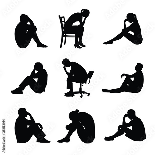 Silhouette pose of a depressed person