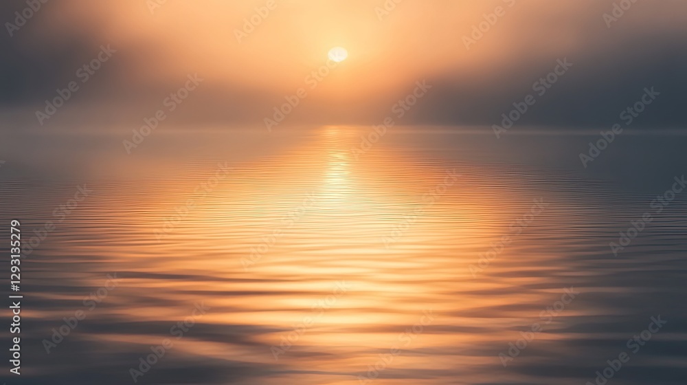 Obraz premium Abstract blurred sunrise with soft golden light reflecting on a dreamy horizon.