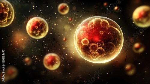 Wallpaper Mural Abstract out-of-focus red and gold bokeh orbs glowing softly in a dark scene. Torontodigital.ca