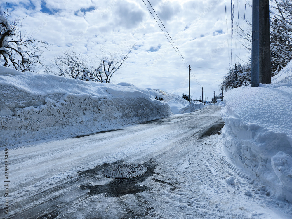 冬の雪景色 道路 自然風景 イメージ 冬の雪景色 道路 自然風景 イメージ