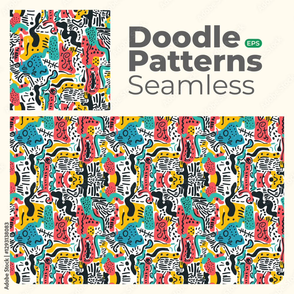 Obraz premium Doodle abstract full color patterns seamless