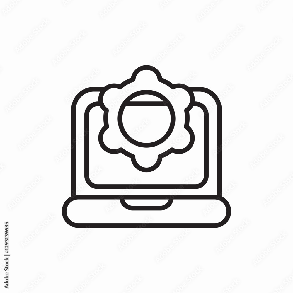 laptop settings gear icon vector sign laptop settings gear icon vector sign