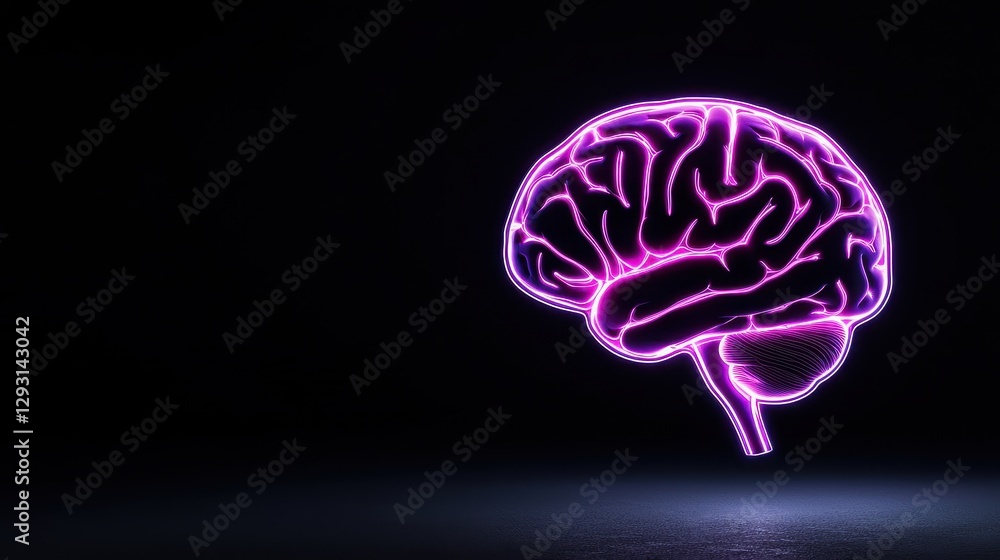 A neon brain illustration representing creativity and mental processes. A neon brain illustration representing creativity and mental processes.