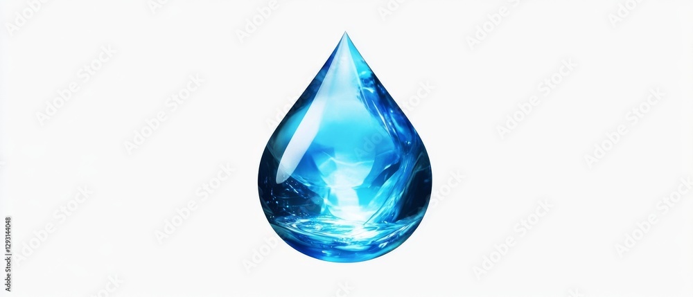 Obraz premium A blue drop of water with a clear, sparkling surface