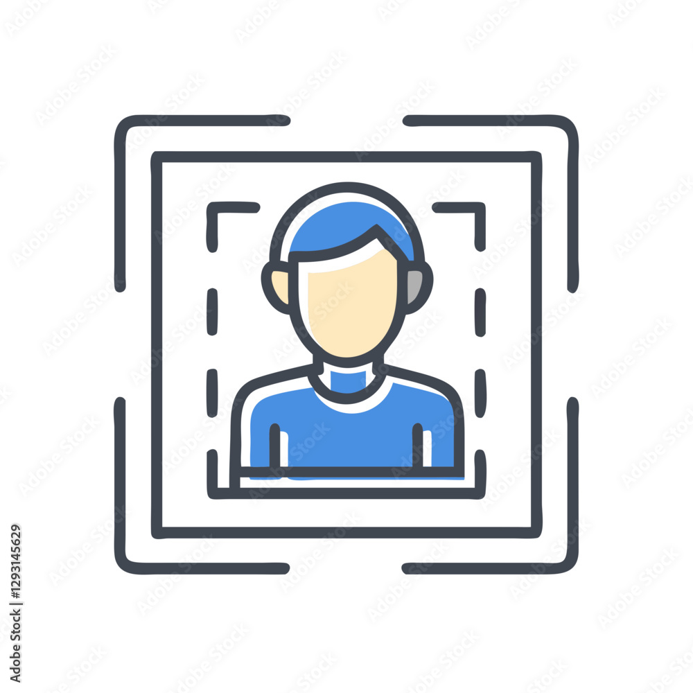 Fototapeta premium AI Image Recognition icon with abstract user profile illustration