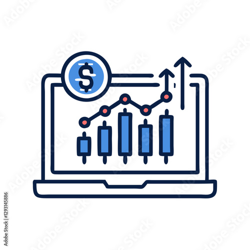 AI Stock Prediction on laptop with financial graph and dollar symbol