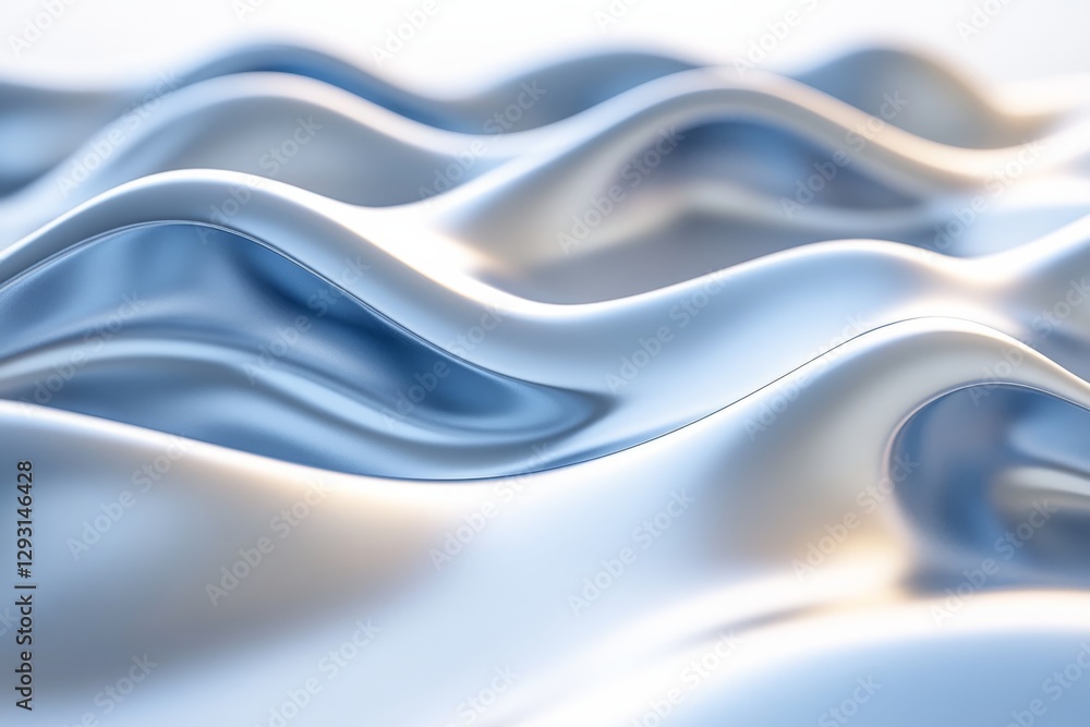 Naklejka premium Fluid shapes of smooth silk resembling waves under soft light create a calming atmosphere in a serene setting