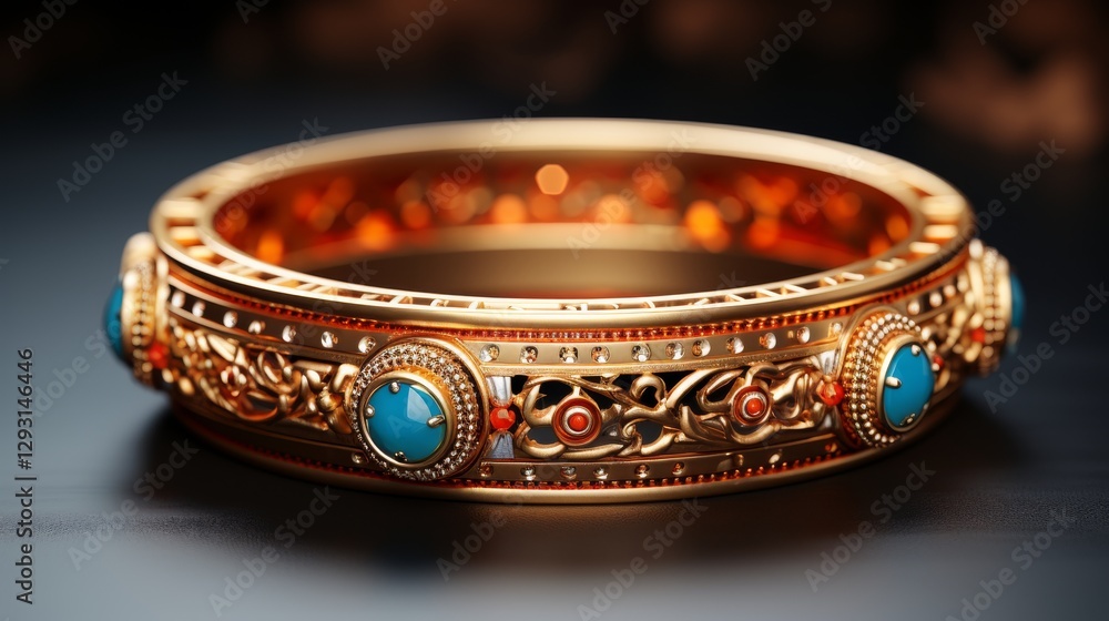 3D Render of Intricately Designed Cartoon-Inspired Bracelet in Gold 3D Render of Intricately Designed Cartoon-Inspired Bracelet in Gold
