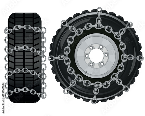 Chain on car for drive on bad road