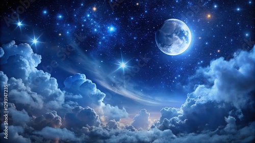 Dark cloudy sky with twinkling stars and moon, astronomy, ,  astronomy,galaxy, astronomy, cosmos, space