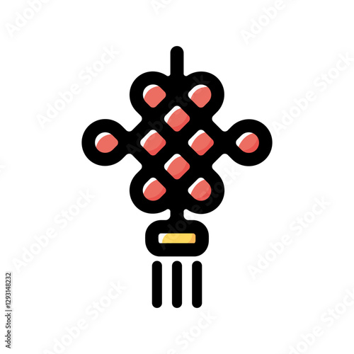 Chinese knot illustration icon.Simple vector outline, clipart for graphic design.