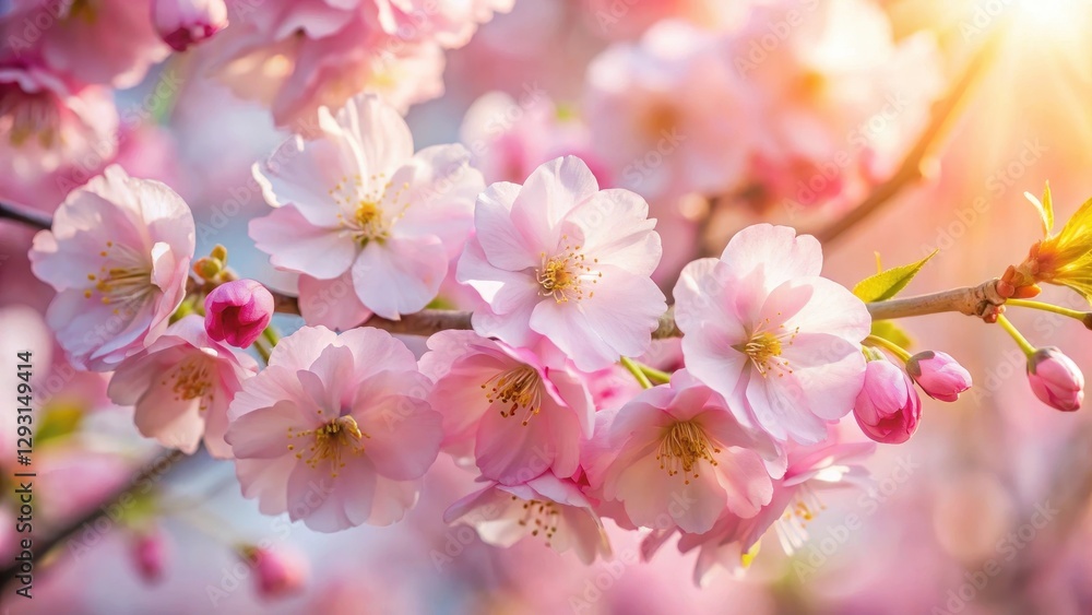 Soft pink petals of sakura flowers unfolding in the morning light, with delicate details visible on each bloom , blossoms Soft pink petals of sakura flowers unfolding in the morning light, with delicate details visible on each bloom , blossoms