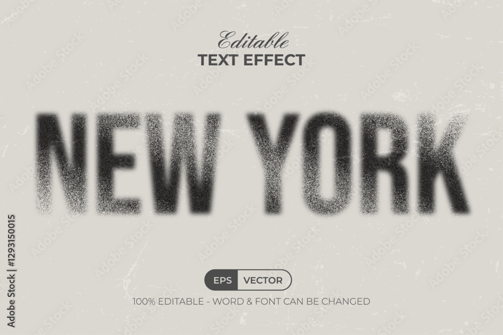 New York Text Effect Grain Distorted Style. Editable Text Effect.