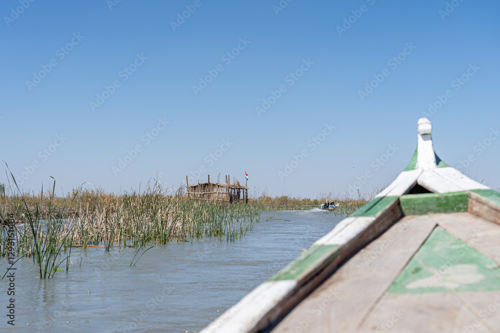 Boat trip in the Mesopotamian / Iraqi Marshes with the so called Marsh Arabs Madan