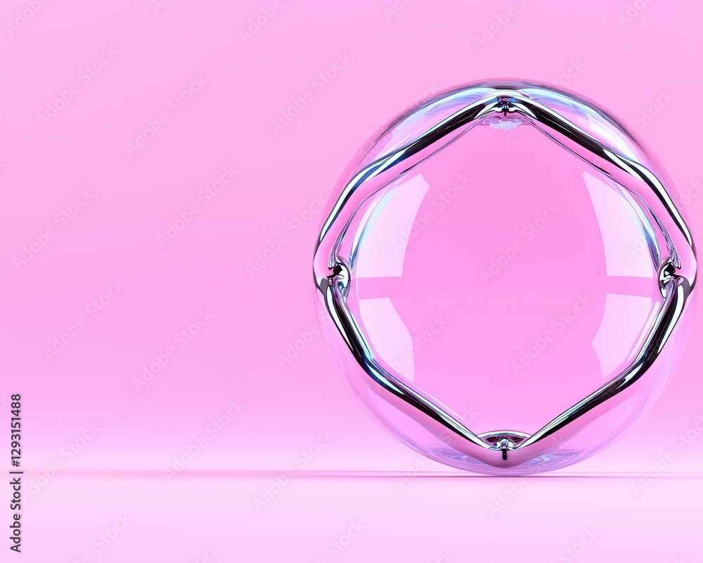 A unique bubble design reflecting light against a soft pink background. A unique bubble design reflecting light against a soft pink background.