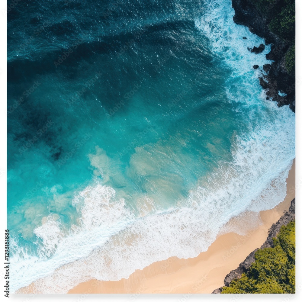 Fototapeta premium Tropical Beach Waves Aerial View