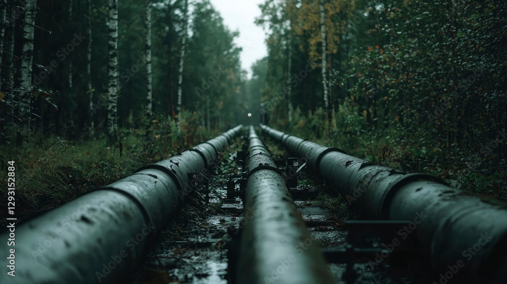 Pipes Through a Misty Autumn Forest Pipes Through a Misty Autumn Forest