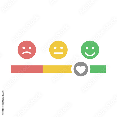 Customer feedback with emoji scale. Good and bad rating and ranking vector icon graph.