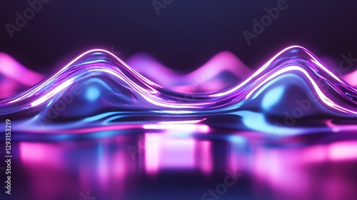 Abstract colorful waves in neon light showcasing smooth reflections and vibrant hues for creative projects
