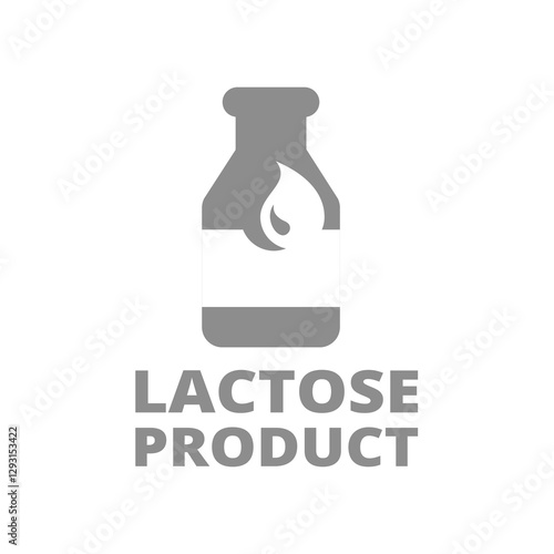 Lactose product vector icon. Milk bottle, dairy label.