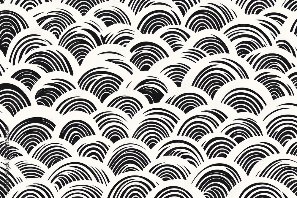 Intricate black and white wave patterns create a stunning visual texture on a light background Intricate black and white wave patterns create a stunning visual texture on a light background