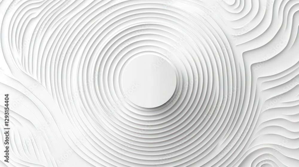 Obraz premium Abstract white concentric circles design, background texture, modern art, website banner