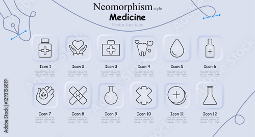 Medicine set icon. Pills, healthcare support, first aid, dental hygiene, blood donation, medical bottle, hand hygiene, bandage, laboratory, medical sign, health monitor, chemical research.